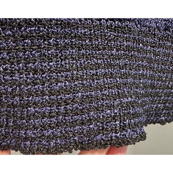 Vintage Brenda French Navy Blue Red Striped Pullover Sweater Artsy Hand Loomed - Picture 9 of 12